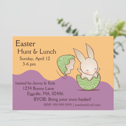 Niedlicher Hutschuss, Grünes Ostereier Einladung (Stehend Vorderseite)