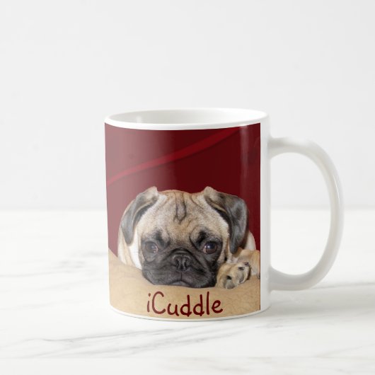 Niedlicher iCuddle Mops-Welpe Kaffeetasse (Rechts)