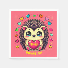 Niedlicher Igel Anpassbare Geburtstagskarte Serviette