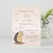 Niedlicher Igel Autmn Girl's Birthday Einladung (Stehend Vorderseite)