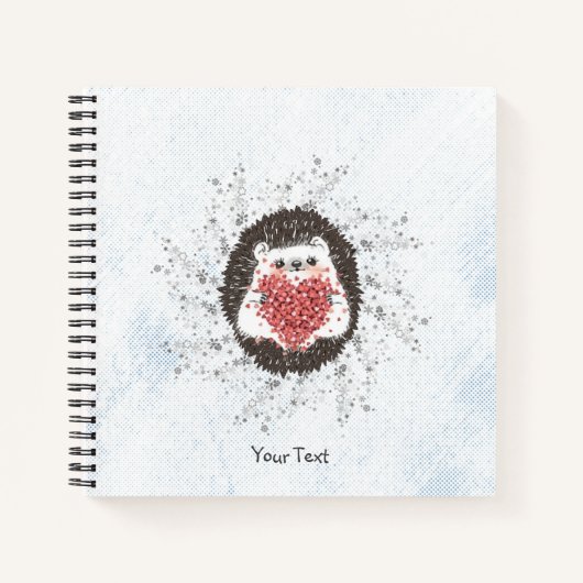 Niedlicher Igel Benutzerdefinierter Text Blau Notizblock (Vorderseite)