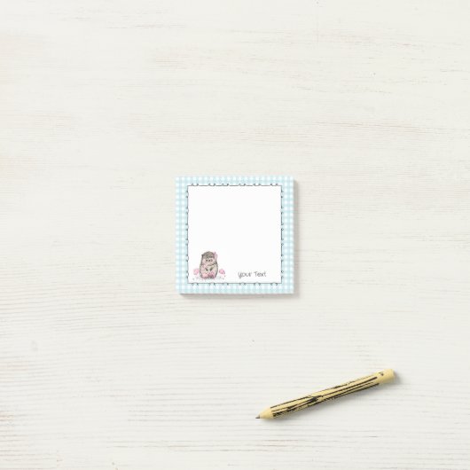 Niedlicher Igel Benutzerdefinierter Text Blue Post Post-it Klebezettel (Auf Schreibtisch)