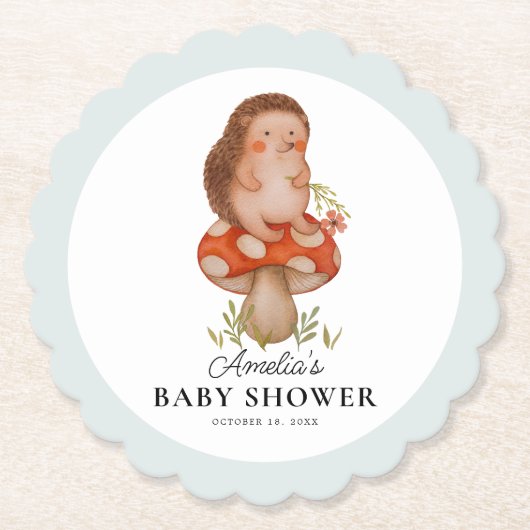 Niedlicher Igel Blue Baby Dusche Untersetzer (Vorderseite)