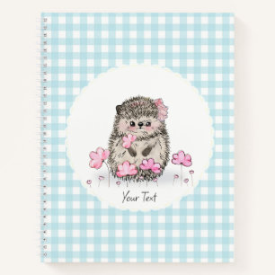 Niedlicher Igel Blume Blaues Muster Notizblock