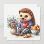 Niedlicher Igel Blumenkochtopf Valentine Feiertagskarte (Vorne/Hinten)