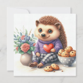 Niedlicher Igel Blumenkochtopf Valentine Feiertagskarte