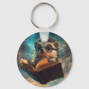 Niedlicher Igel Bookworm in einer Galaxie der Gesc Schlüsselanhänger