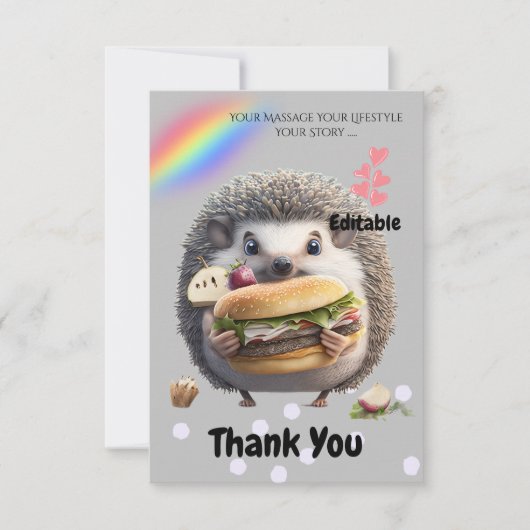Niedlicher Igel Burger Dankeskarte (Vorderseite)
