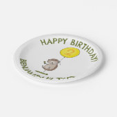 Niedlicher Igel Cartoon personalisierter Geburtsta Pappteller (Schrägansicht)