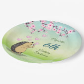 Niedlicher Igel Cherry Blossom | Benutzerdefiniert Pappteller (Schrägansicht)