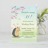 Niedlicher Igel Cherry Blossom Girl's Birthday Einladung (Stehend Vorderseite)