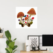 Niedlicher Igel Couple and Mushrooms Poster (Heimbüro)