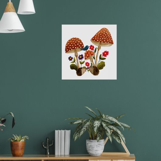 Niedlicher Igel Couple and Mushrooms Poster (Wohnzimmer 1)