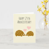 Niedlicher Igel Couple - Happy 25-jähriges Bestehe Karte (Gelbe Blume)