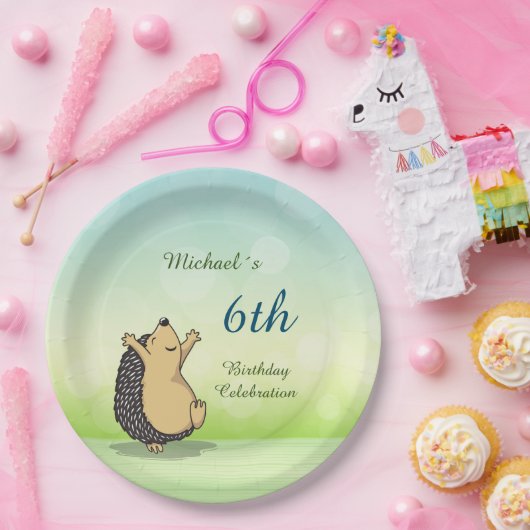 Niedlicher Igel Custom Geburtstag Pappteller (Party)