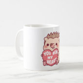 Niedlicher Igel, der Herz umarmt Kaffeetasse (Vorderseite Links)