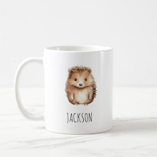Niedlicher Igel! Einfache Monogramm Kaffeetasse (Links)
