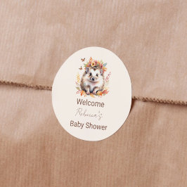 Niedlicher Igel Fall Woodland Willkommen Runder Aufkleber