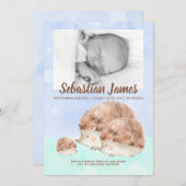 Niedlicher Igel Familie Neugeborenes Foto Personal Ankündigung (Vorne/Hinten)