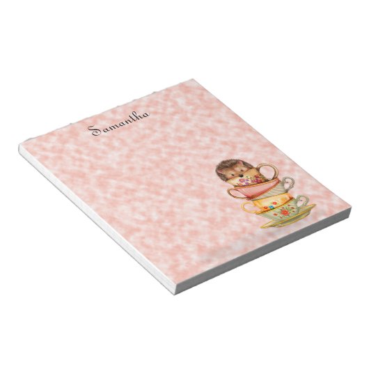 Niedlicher Igel - Farbige Teetassen - Notepad Notizblock (angewinkelt)