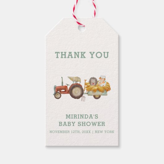 Niedlicher Igel Farm Traktor Babydusche Geschenkanhänger (Vorderseite)