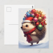 Niedlicher Igel feiert Weihnachten Postkarte (Vorne/Hinten)