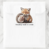 Niedlicher Igel & Fox Kit Cuddling Die besten Freu Quadratischer Aufkleber (Tasche)