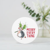 Niedlicher Igel froh alles Weihnachten Runde (Stehend Vorderseite)