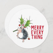 Niedlicher Igel froh alles Weihnachten Runde (Vorne/Hinten)