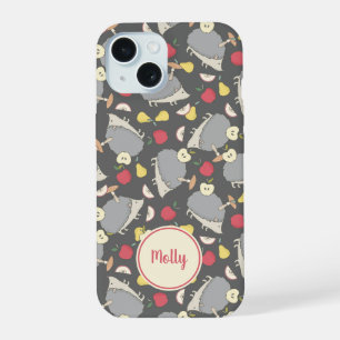 Niedlicher Igel Fruchtmuster Personalisiert iPhone 15 Hülle