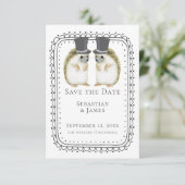 Niedlicher Igel Gay Couple Wedding Save the Date (Stehend Vorderseite)