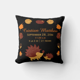 Niedlicher Igel Geburtsdatum Neugeborenes Personal Kissen