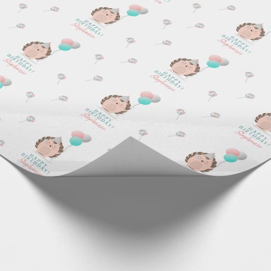 Niedlicher Igel Geburtstag Geschenkpapier (Ecke)