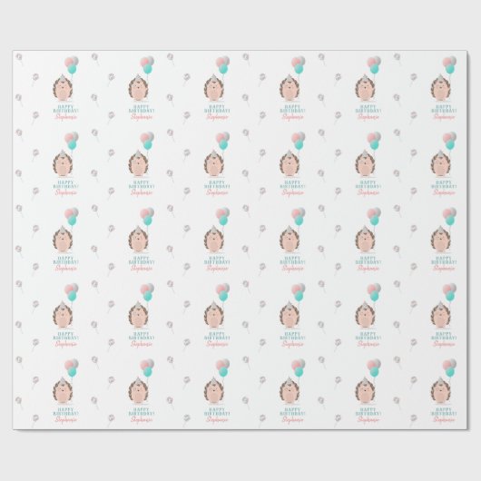 Niedlicher Igel Geburtstag Geschenkpapier (Flach)