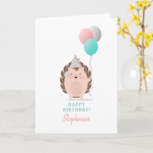 Niedlicher Igel Geburtstag Karte (Gelbe Blume)