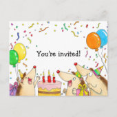 Niedlicher Igel Geburtstagsparty Einladungspostkarte (Vorderseite)