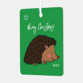 Niedlicher Igel Grün und Weiß Ornament Aus Metall (Vorderseite links)