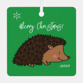 Niedlicher Igel Grün und Weiß Ornament Aus Metall (Vorderseite)