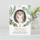 Niedlicher Igel Grüne Einladung (Stehend Vorderseite)