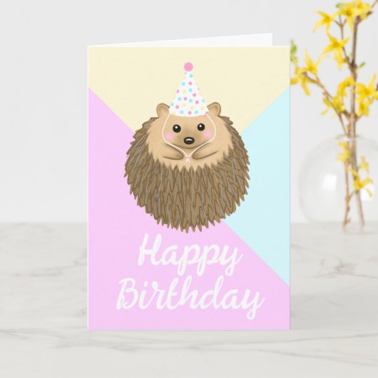 Niedlicher Igel Happy Birthday Karte (Gelbe Blume)