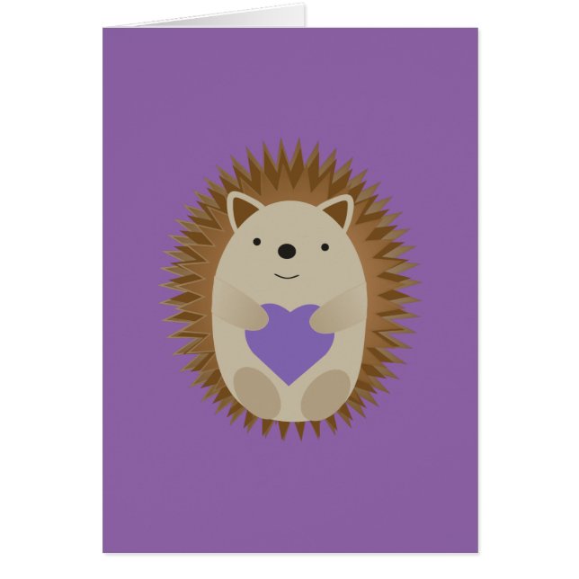 Niedlicher Igel Holidning a Lila Heart (Vorne)