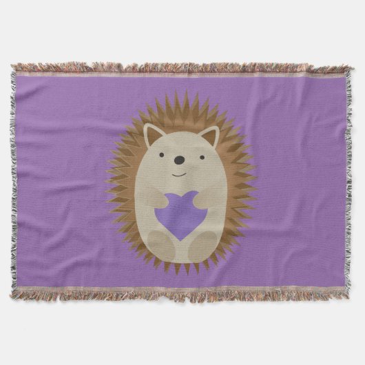 Niedlicher Igel Holidning a Lila Heart Decke (Vorderseite)