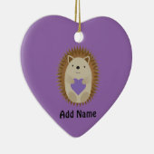 Niedlicher Igel Holidning a Lila Heart Keramik Ornament (Rechts)