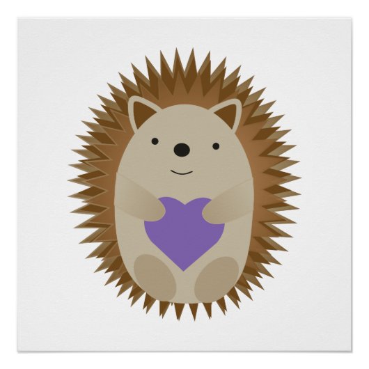 Niedlicher Igel Holidning a Lila Heart Poster (Vorderseite)