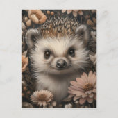 Niedlicher Igel im Blumengarten Postkarte (Vorderseite)