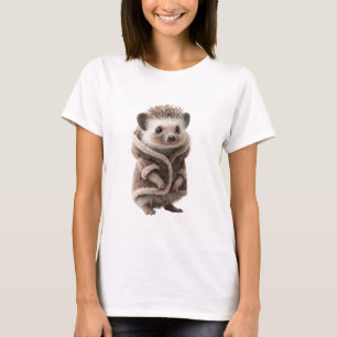 Niedlicher Igel im gemütlichen braunen Strickpullo T-Shirt