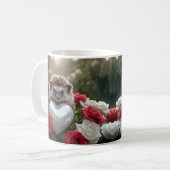 Niedlicher Igel im Juni mit Perlenherz Kaffeetasse (Vorderseite Links)