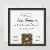 Niedlicher Igel im Stil von William Morris Einladung (Rückseite)