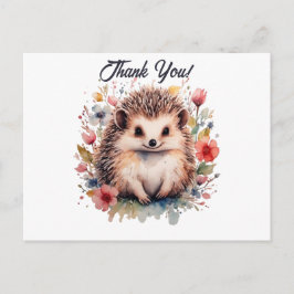 Niedlicher Igel in Aquarell-Blume Vielen Dank Postkarte