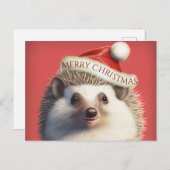 Niedlicher Igel in der Weihnachtsmannmütze Postkar Postkarte (Vorne/Hinten)